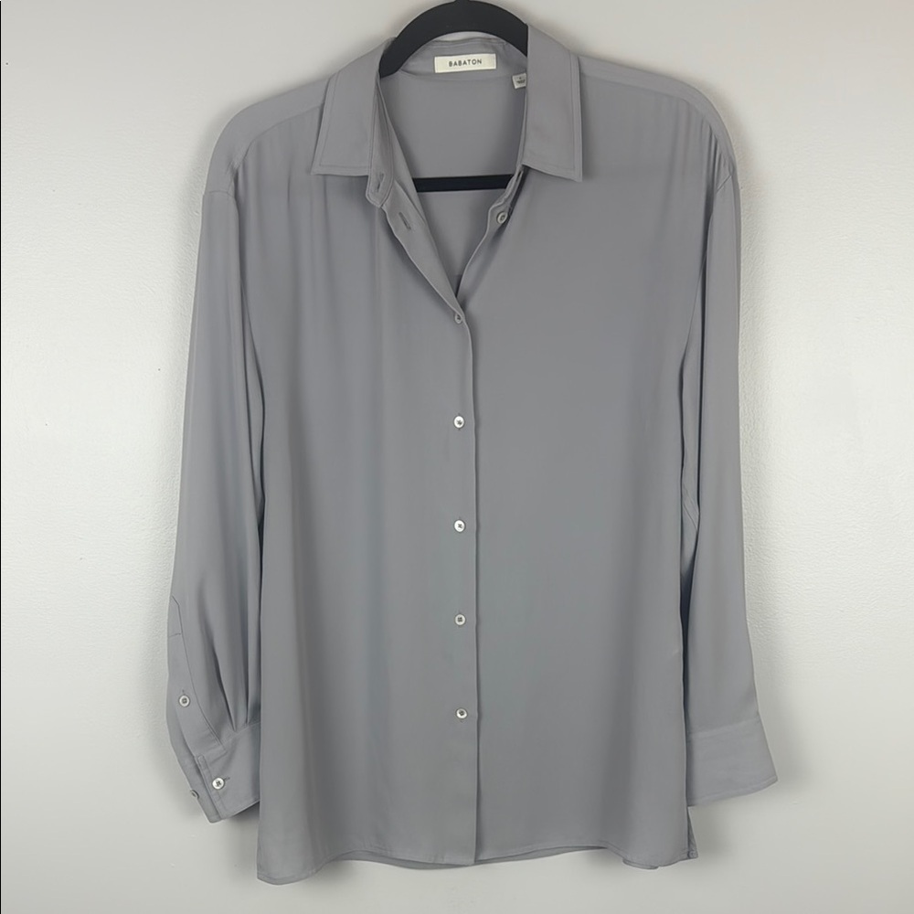 Aritzia Babaton Oversized Light Gray Blouse Size 1 - Picture 2 of 12